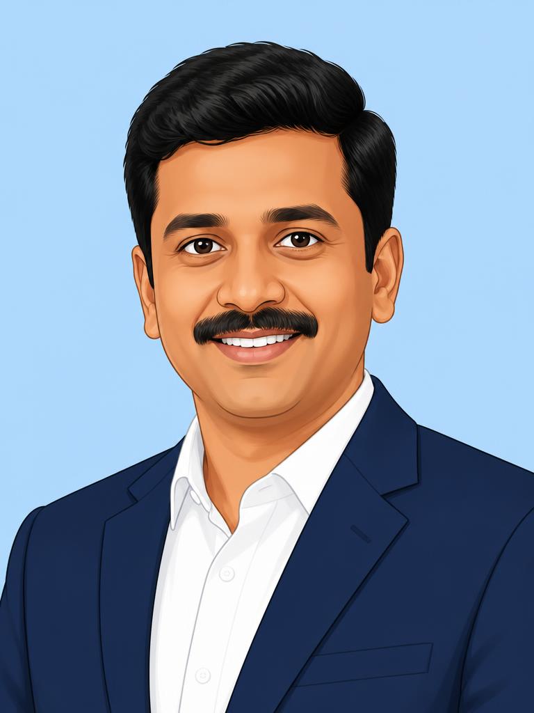 Illustrated portrait of D. Jayachandra Reddy, Partner — Audit & Taxation at JK Associates