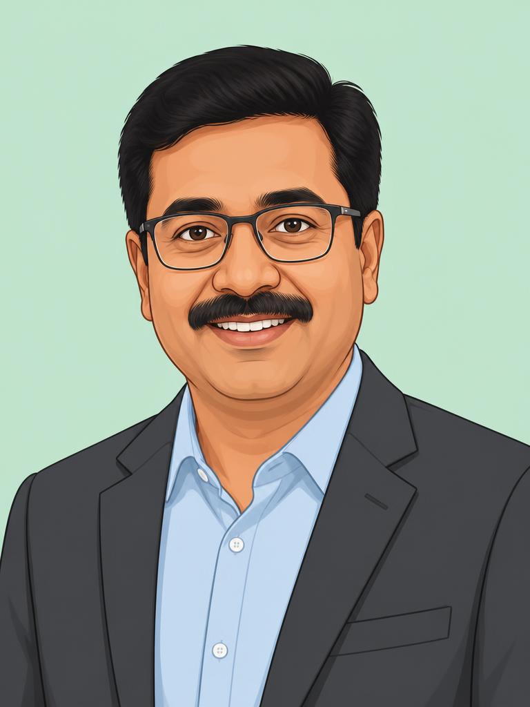 Illustrated portrait of T. Ramakrishna Reddy, Partner — GST & Accounts at JK Associates